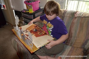 Samuel reading the Tower of Babel.